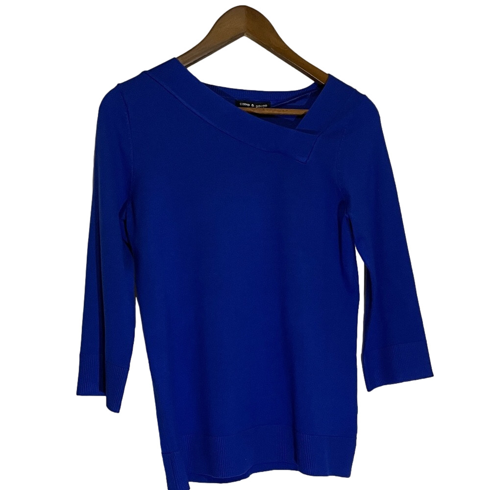 Cable & Gauge Royal Blue Knit 3/4 Sleeve Top S/P